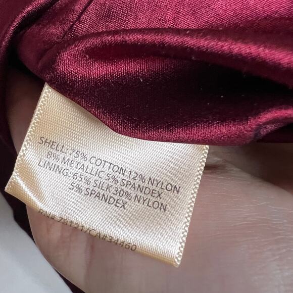 Eileen Fisher Red Burgundy Shirred Cotton Steel Stretch Dress Plus Size 18 - Picture 3 of 9